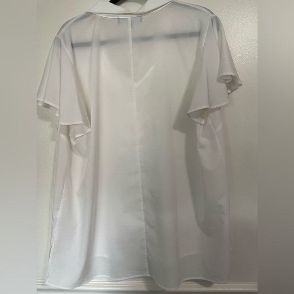 White sheer blouse with long neck tie - Picture 4 of 5